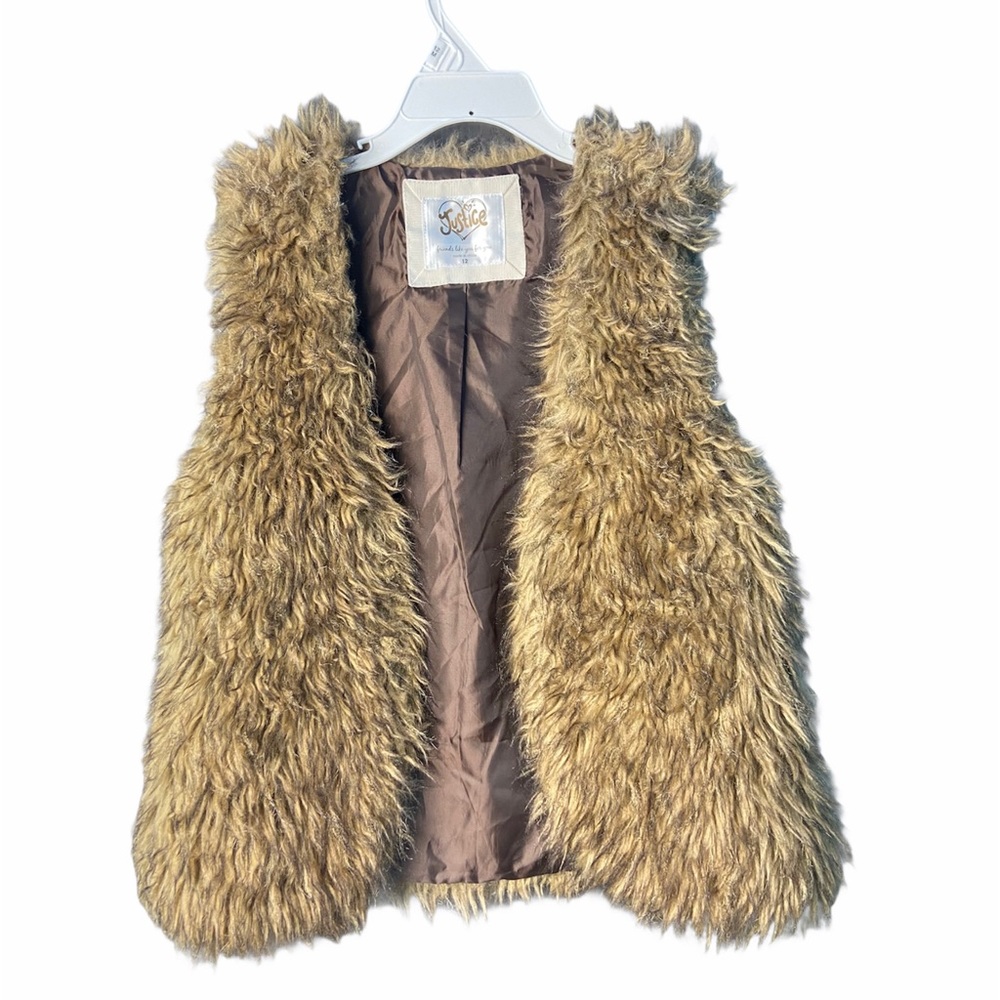 Justice Brown Faux Fur Vest Size 12